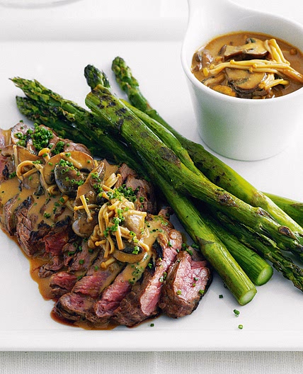 Steak with mushroom miso sauce