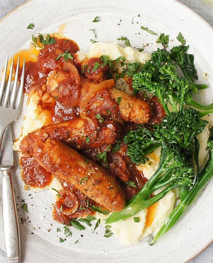 Slow Cooker Devilled Sausages
