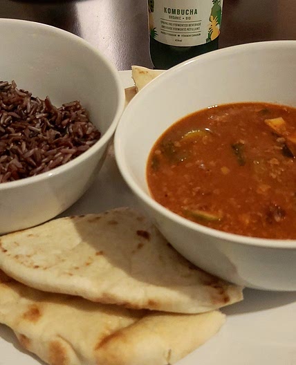 Gochujang Stew, Rice & Naan