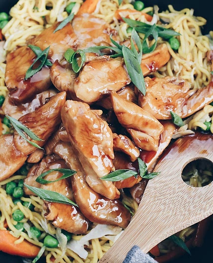 Sticky Honey Chicken Chow Mein recipe