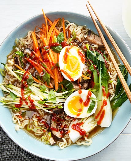 Quick Pork Ramen With Carrots, Zucchini, and Bok Choy