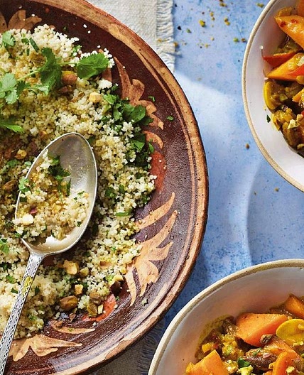 Ainsley Harriott's Squash and Sweet Potato Tagine with Lemon and Pistachio Couscous