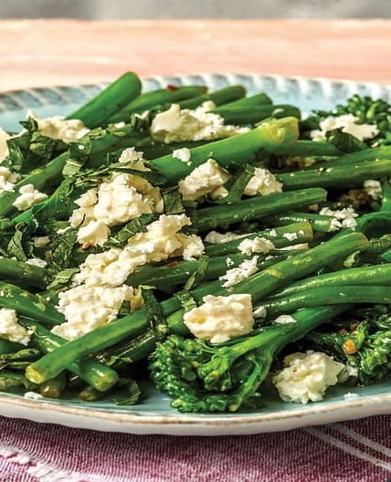 Sauteed Garlic Broccolini & Green Beans with Lemon, Mint & Feta | Serves 2