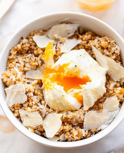 Savory Steel Cut Oats with Poached Egg