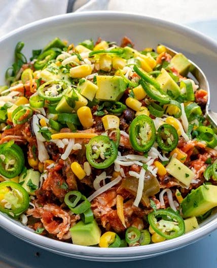 Clean Eating Crockpot Mexican Chicken Bowls!