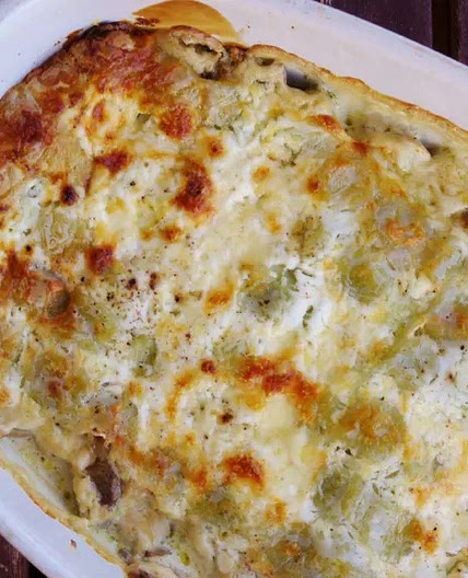 Gratin de ravioles fondant (lardon, chèvre et crème)