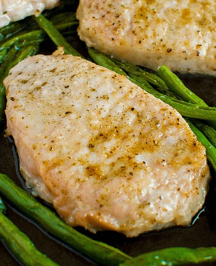 Low Carb Keto Sage Butter Pork Chop Sheet Pan Dinner - Back for Seconds