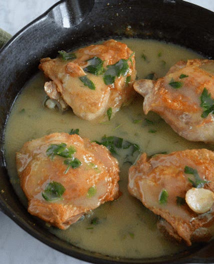 Skillet Roasted Chicken Thighs with Lemon Garlic Sauce (AIP)