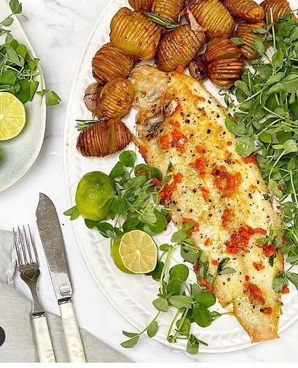 Dover sole with chilli lime butter 