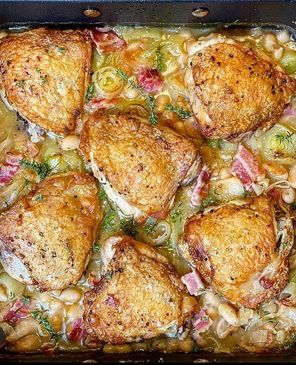 Chicken bacon and leek Traybake 