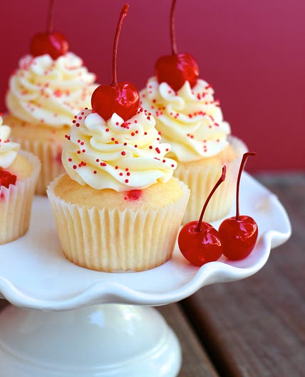Almond Maraschino Cherry Cupcakes