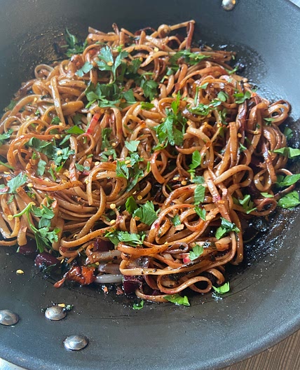 Wine Infused Pasta with Black Garlic & Beets 