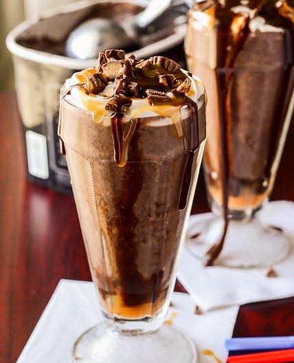 Chocolate caramel peanut butter milkshake 