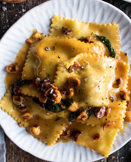 Butternut Squash Ravioli with Hazelnut Honey Butter Sauce