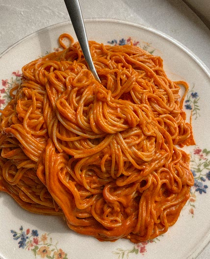 Best Ever Vegan Creamy Tomato Pasta with Vegan Parm