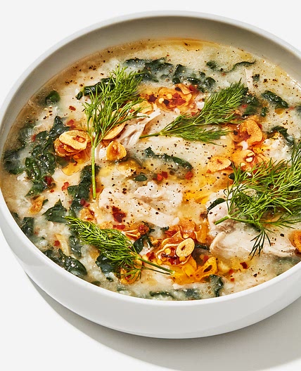 Chicken and Rice Soup with Garlicky Chile Oil