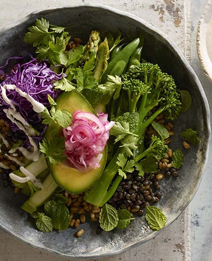 Freekeh & lentil vegetable bowl