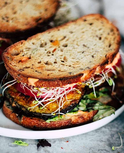 Crispy Eggplant BLT with Harissa Mayo