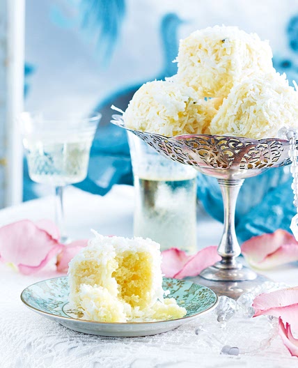 Coconut & passionfruit mini lamingtons