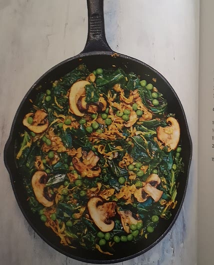 Leek, mushroom and kale subji