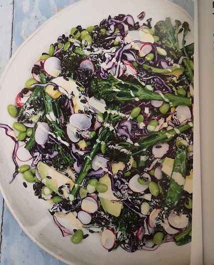 Forbidden rice salad with blistered tenderstem and miso dressing