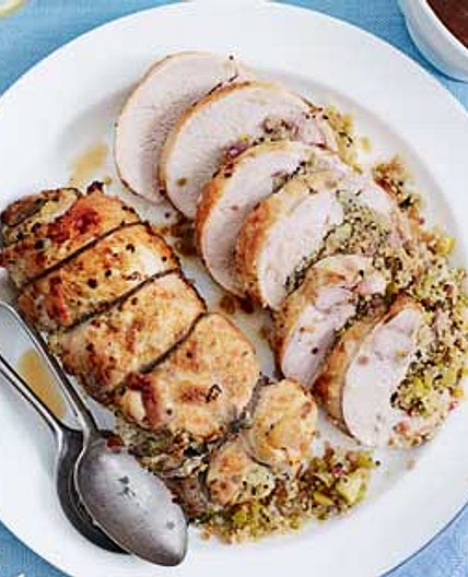 Roast turkey with quinoa and celery stuffing