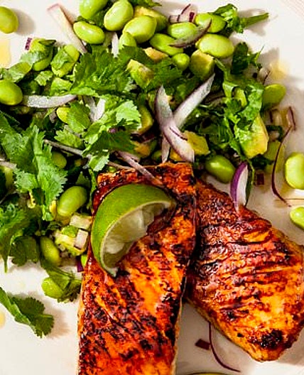 Teriyaki Salmon with Edamame Bean Salsa