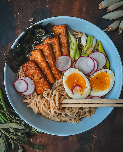 30 Minute Miso Ramen with Crispy Tofu and Soft Boiled Eggs
