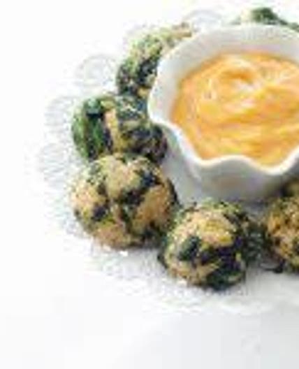Baked Spinach Balls with mustard sauce