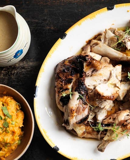 Honey Mustard Spatchcock Roast Chicken