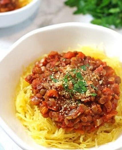 Lentil Bolognese with Spaghetti Squash