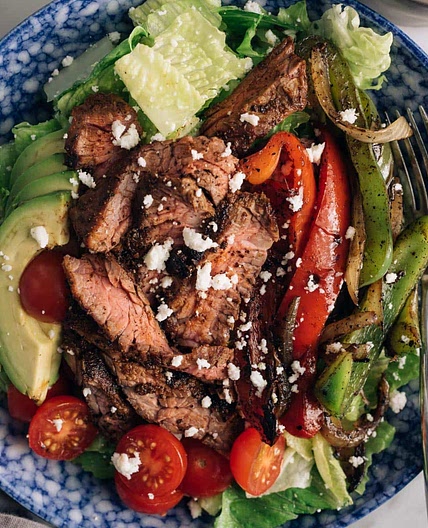 Fajita Steak Salad with Cilantro Lime Vinaigrette