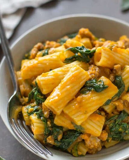 Pumpkin Rigatoni with Italian Sausage