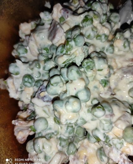 Easy Peasy Bacon Cheddar Ranch Pea Salad