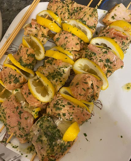 Lemon Salmon Skewers
