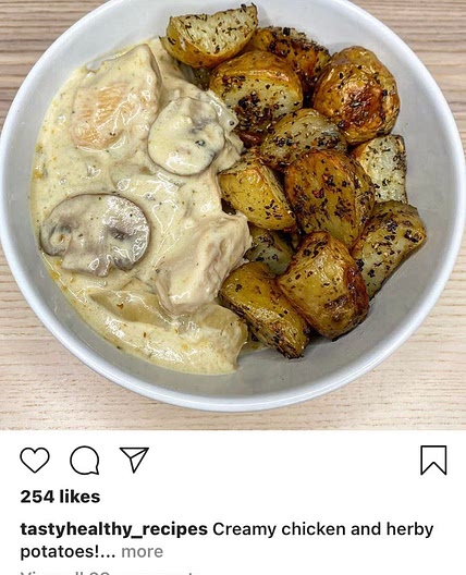 Creamy chicken and herby potatoes!