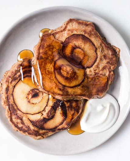 Oat and Apple Pancakes with Yogurt and Honey