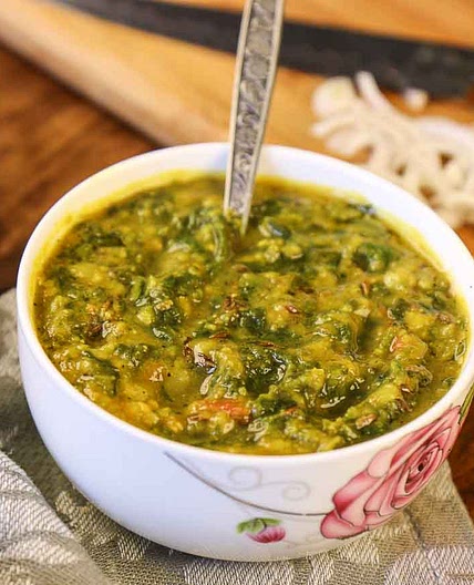 Dal Palak Recipe With Moong & Masoor Dal