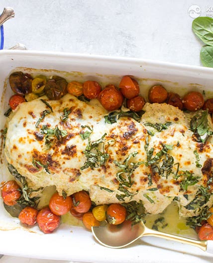 Low-Carb Pesto Caprese Chicken Casserole