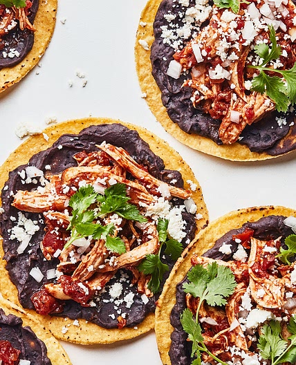 Chicken Tinga Tostadas With Black Beans