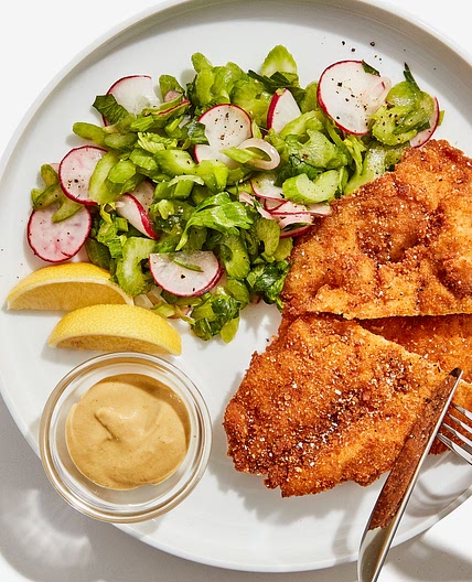 Chicken Schnitzel with Crunchy Salad