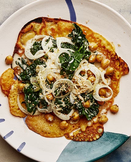 Chickpea Pancakes with Kale and Fennel