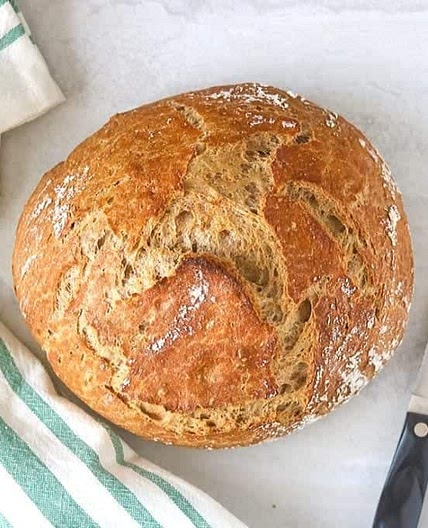 No-Knead Whole Wheat Dutch Oven Bread