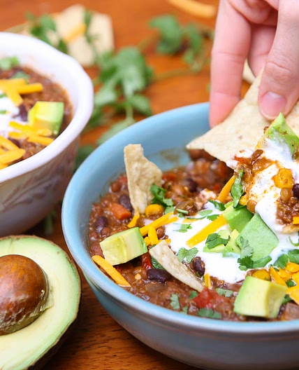 CrockPot Black Bean Lentil Quinoa Chili