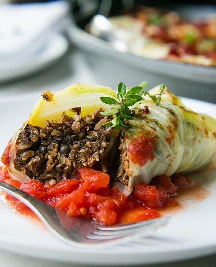 Mushroom Stuffed Cabbage Rolls