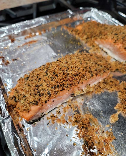 Baked Salmon with Creamy Herb Sauce