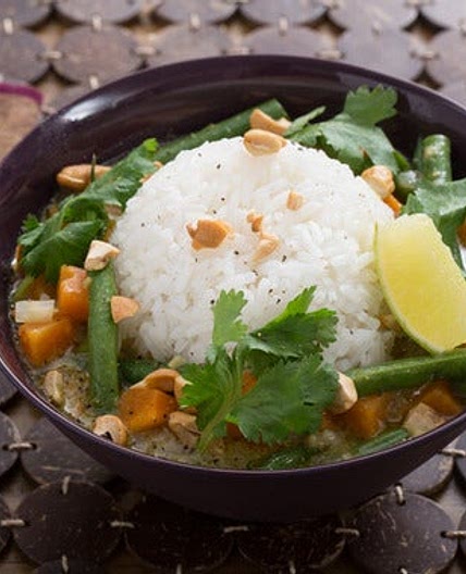 Thai Green Coconut Curry with Sweet Potato, Green Beans & Jasmine Rice