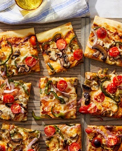 Barbecue Vegetable Flatbread with Swiss Cheese