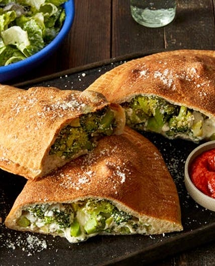 Broccoli & Mozzarella Calzones with Caesar Salad