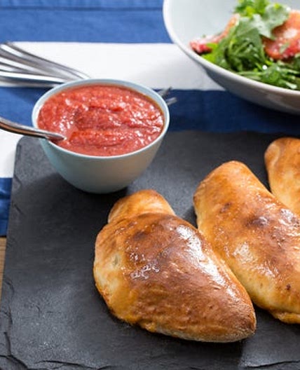 Kale & Ricotta Calzones with Blood Orange & Arugula Salad